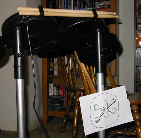 drum set with peanut logo on it