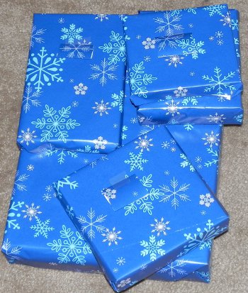 I'm dreaming of a Blue Christmas. . . a bunch of presents wrapped in blue paper, 'Blue Christmas'