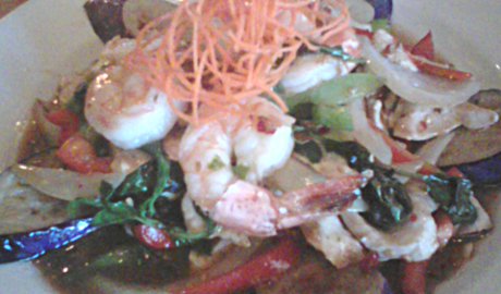 tasty food with good presentation thai eggplant with shrimp