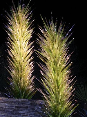 tower of Chihuly lights the entrance to the Luminarias 2010