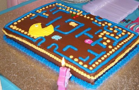 chomp chomp chomp cake with Pac-Man on it