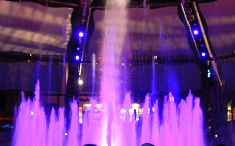 fountain with lights at the Viejas casino outside San Diego
