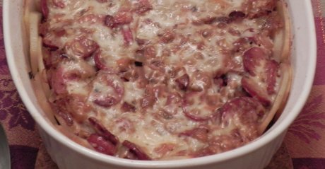 sausage, potato, and sauerkraut casserole