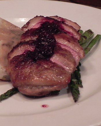 duck breast with garnish at the Brass Cafe