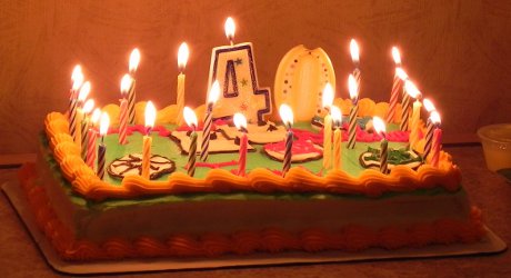 cake with a bunch of candles on it