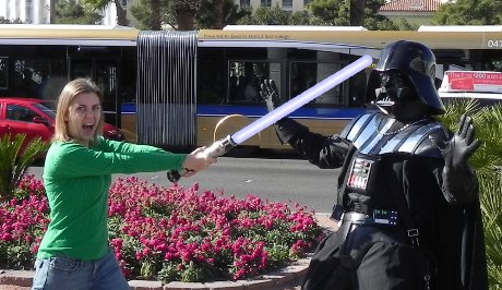Kelli vs. Darth Vader; obviously, Kelli won