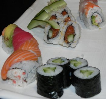 a plate of sushi at Kobe