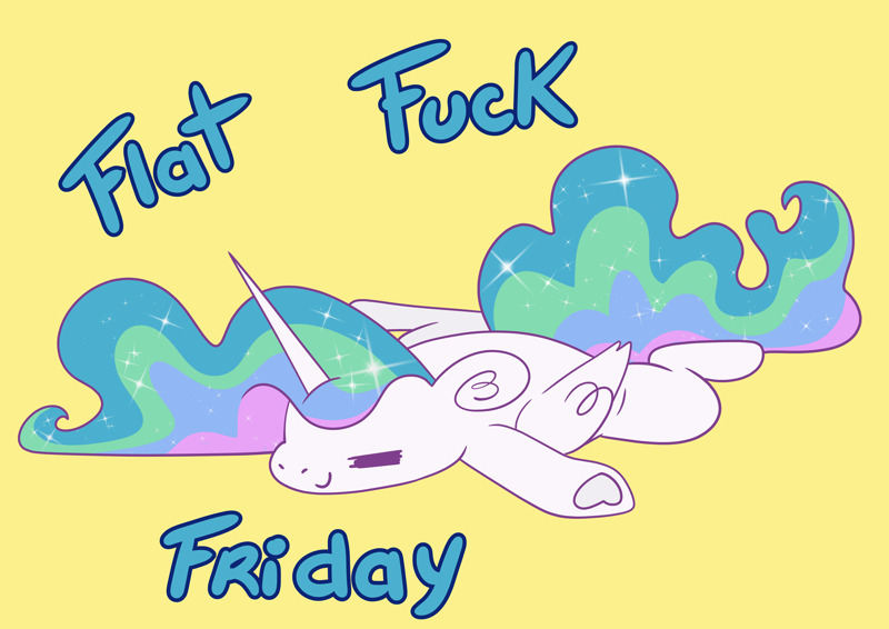 A flat-footed pony advertises 'Flat Fuck Friday'.