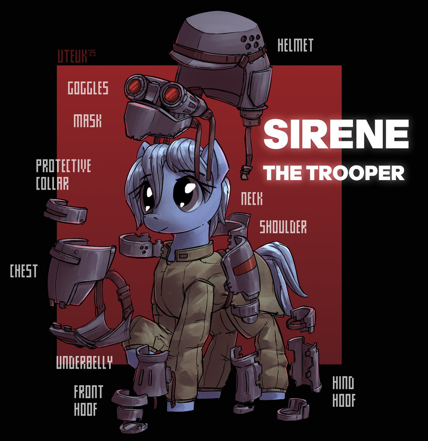 Sirene the pony has armor and a helmet.