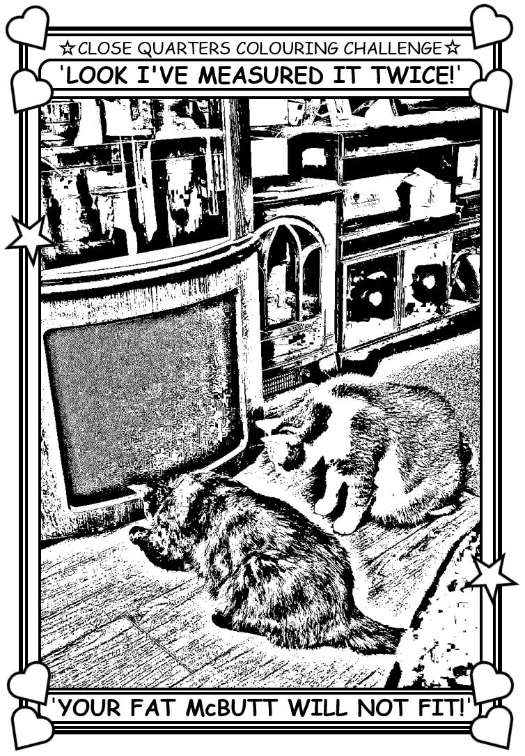 Coloring book page about McButt not fitting.