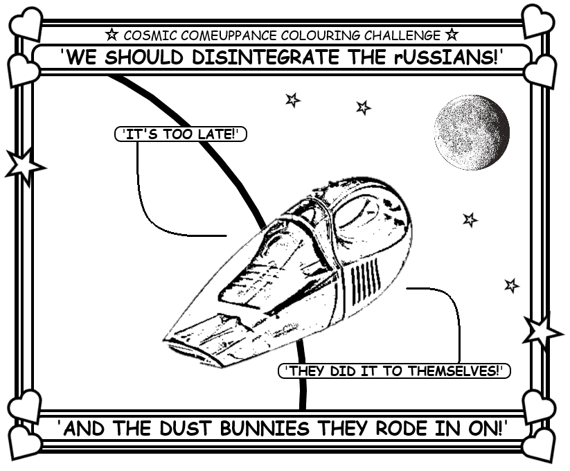 Coloring book page where we should disintegrate the Russians.