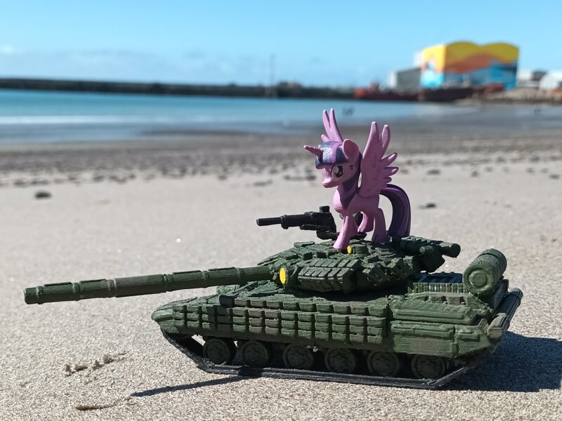 A pony on a tank.