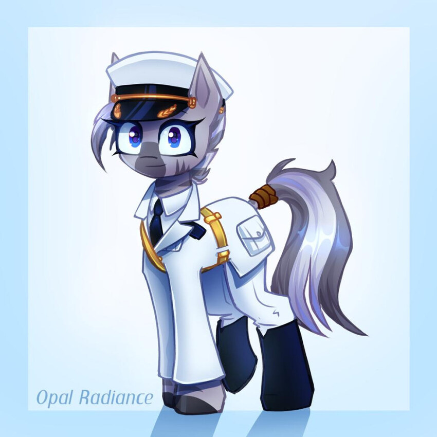 Pony in a naval uniform.
