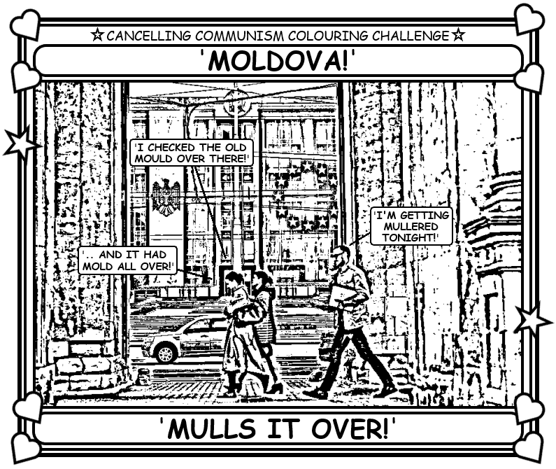 Coloring book page about recent elections in Moldova.