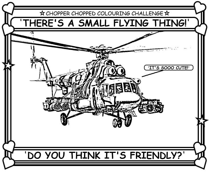 Coloring book page about Mi-8 helicopter.