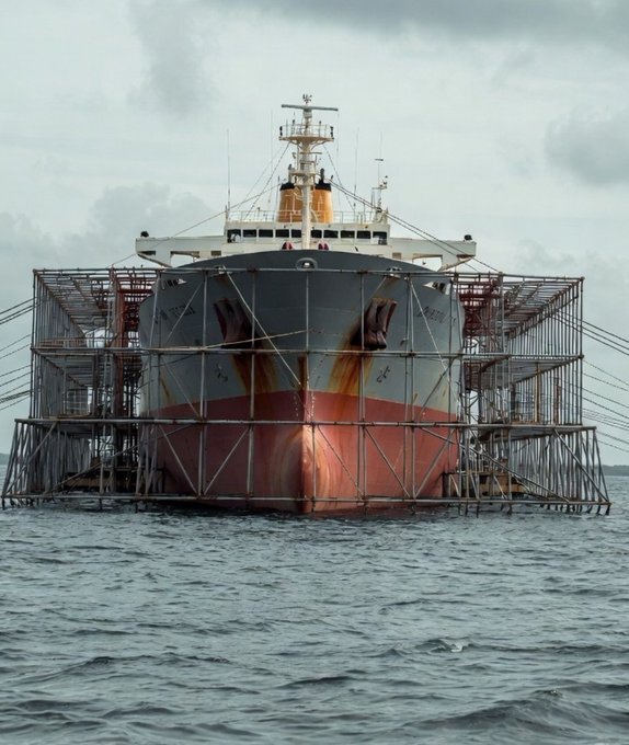 New Russian cope cage on a ship.