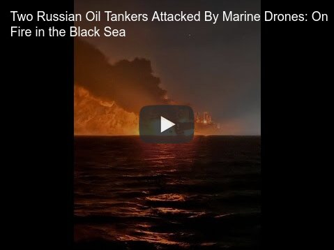Short video about Russian tankers attacked by marine drones in the Black Sea.