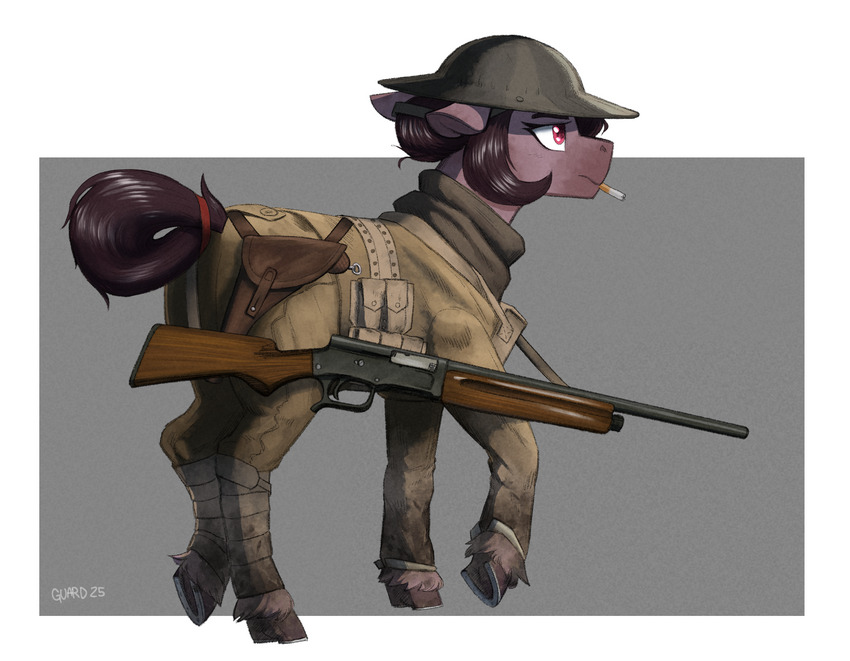 A pony with a rifle.