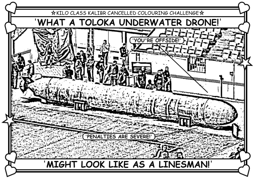 Coloring book page about what an underwater drone might look like as a linesman.