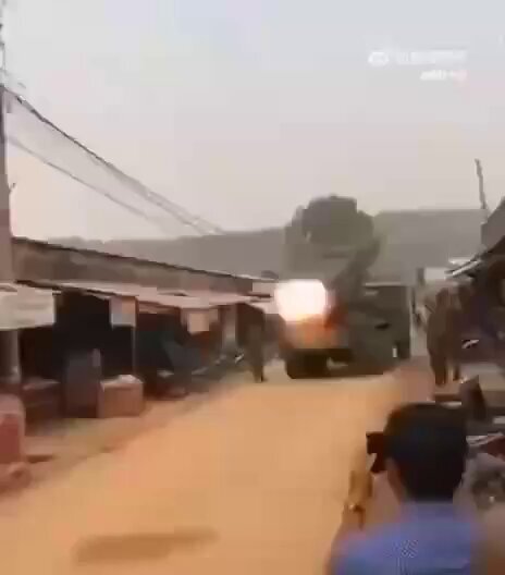 Cambodia fires a Chinese MLRS.