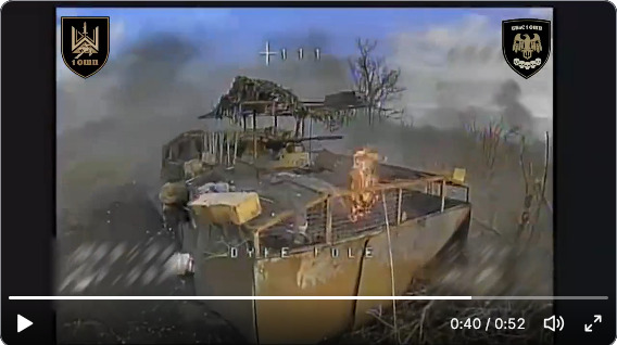 Russian armor being bonked by drones.