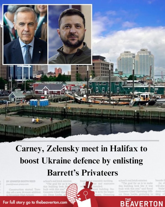 Carney, Zelenskyy meet in Halifax to boost Ukraine defense by enlisting Barrett's Privateers.