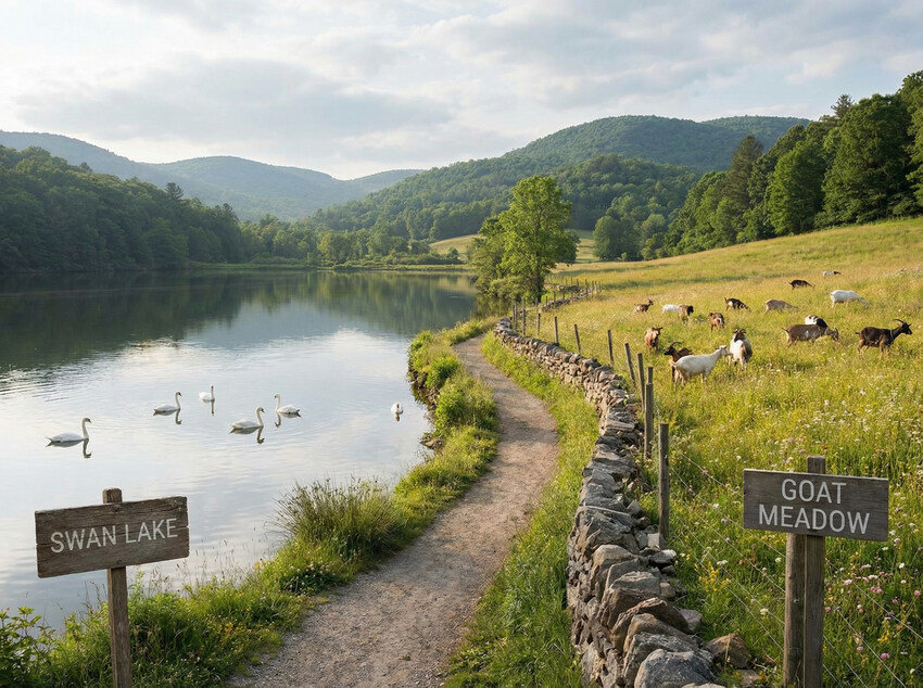 Swan lake, near Goat Meadow. (context: Kadyrov is rumored to be dead.)