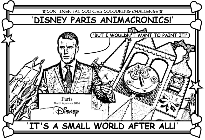 Coloring book page about Disney Paris (it's a small world, but I wouldn't want to paint it.)