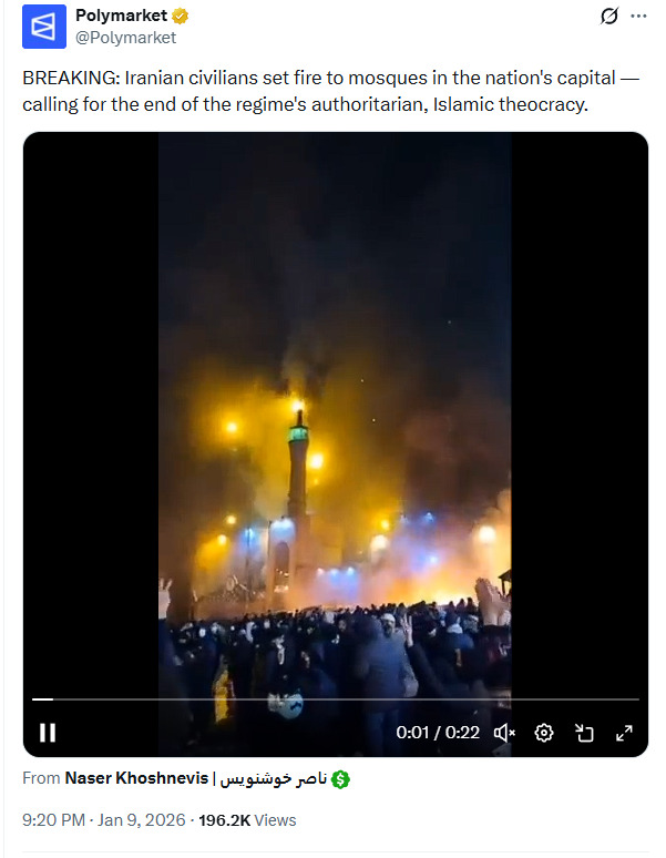 Iranian protesters burn down mosques, it's getting kind of serious.
