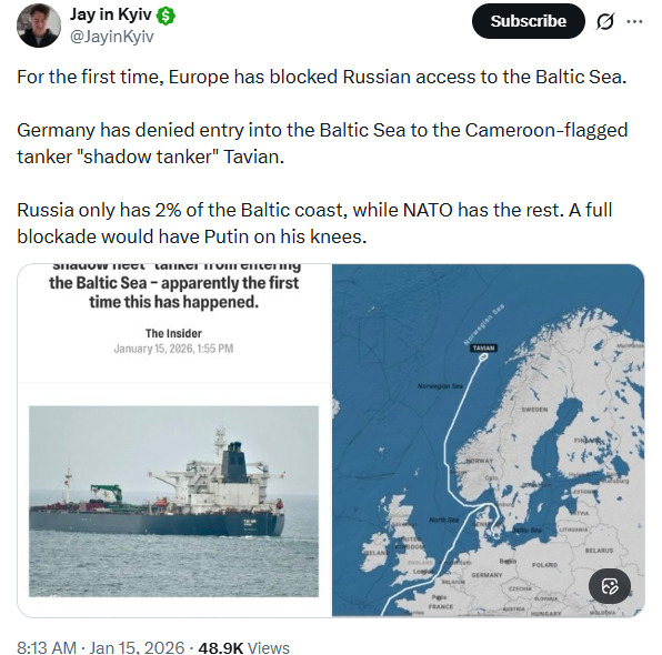 Europe blocks Russia's access to the Baltic Sea, the first time that's happened ever.