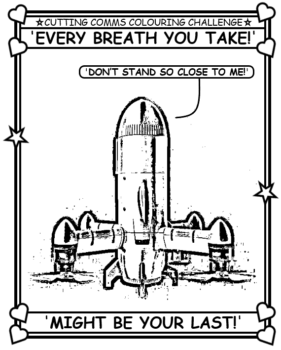 Coloring book page about the Sting interceptor.